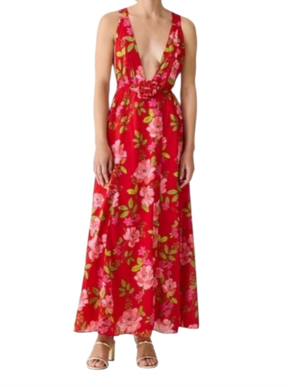 J. Crew Cotton voile rosette plunge dress in peony vines Size 3X